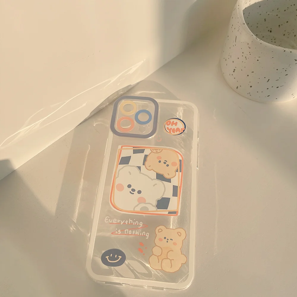 Kawaii White and Brown Cute Teddy Bear Soft TPU iPhone Case - Image 3