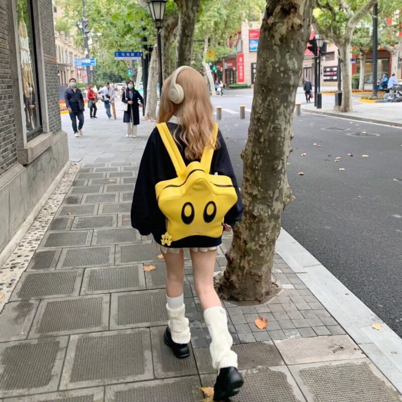 Kawaii Big Eyes Yellow Star Backpack - Image 2