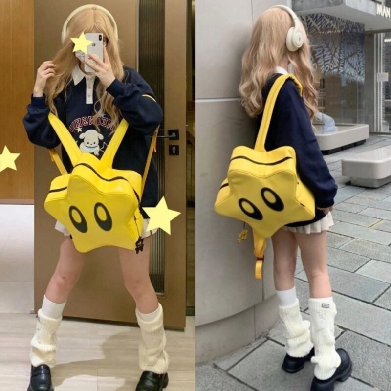 Kawaii Big Eyes Yellow Star Backpack