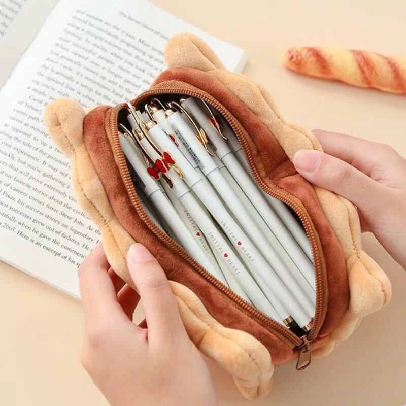 Kawaii Sandwich Cookie Shape Plush Pencil Case - Image 2