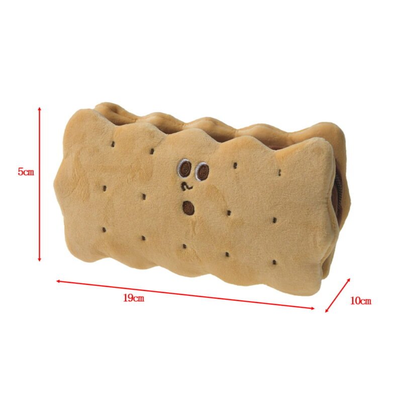 Kawaii Sandwich Cookie Shape Plush Pencil Case - Image 5