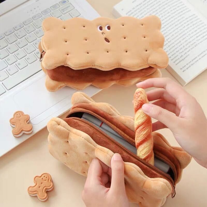 Kawaii Sandwich Cookie Shape Plush Pencil Case