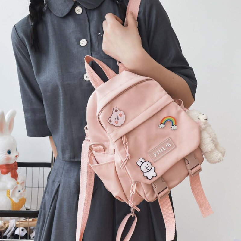 Kawaii Small Waterproof Canvas Dual-Use Backpack