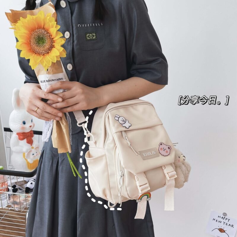 Kawaii Small Waterproof Canvas Dual-Use Backpack - Image 2