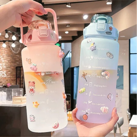 Gradient Color Water Bottle with Time Scale 68oz (2L)