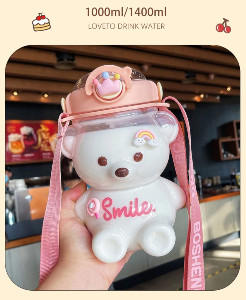 Kawaii Teddy Bear Shaped Water Bottle With Strap 34oz/47oz (1L/1.4L ...