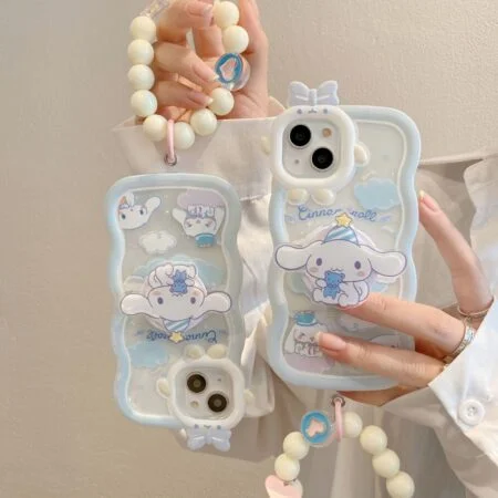 Kawaii Sanrio Cinnamoroll Pop Socket iPhone Case with Keychain