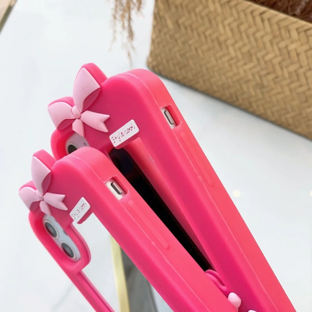 Kawaii Pink Barbies iPhone Case with Vanity Mirror - Image 6