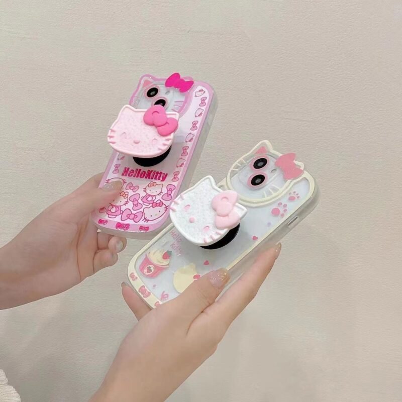 Kawaii Sanrio Hello Kitty Pop Socket iPhone Case - Image 4