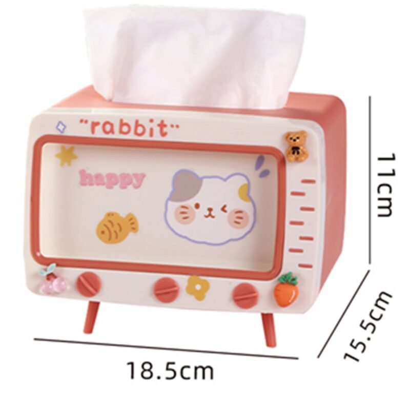 Kawaii Multifunction TV Shape Tissue Box & Phone Holder - Image 5