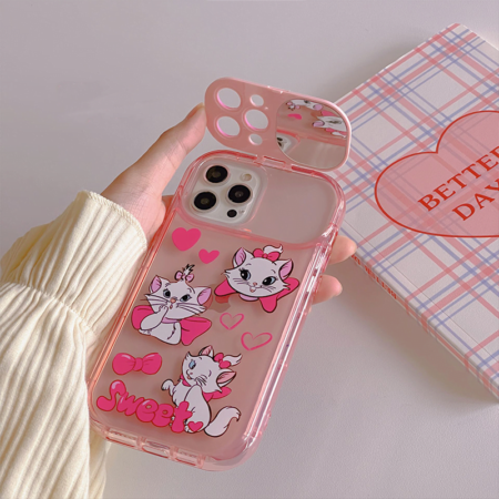 Kawaii Disney Marie Cat iPhone Case with Vanity Mirror Stand