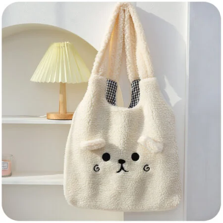Kawaii Fluffy Plush Bear Tote Bag