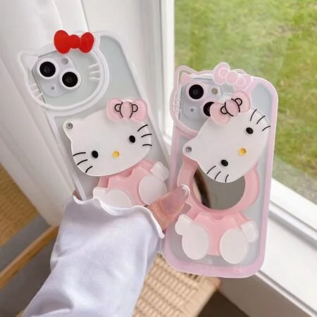 Kawaii Hello Kitty with Vanity Mirror iPhone Case
