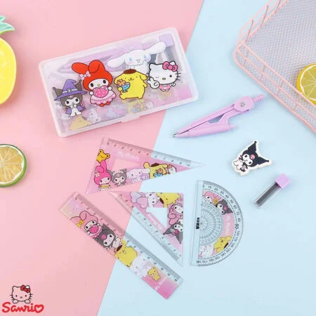 Kawaii My Melody Geometry School Set with Compass & Protractor 7Pcs