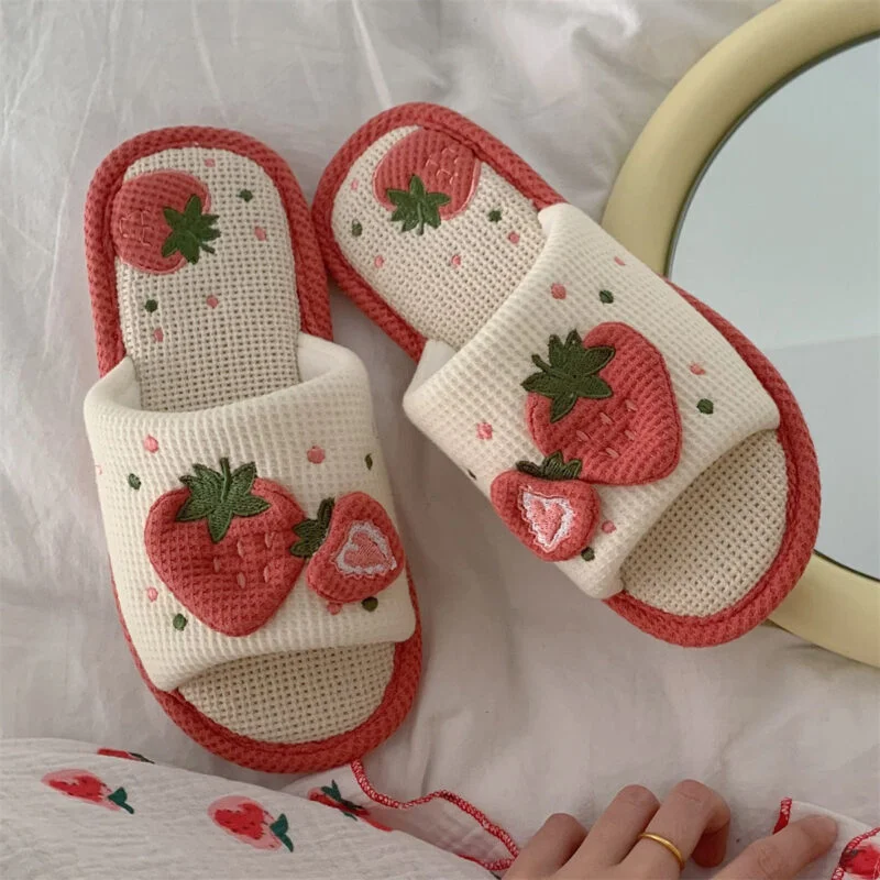 Kawaii Strawberry Soft Slippers - Image 5