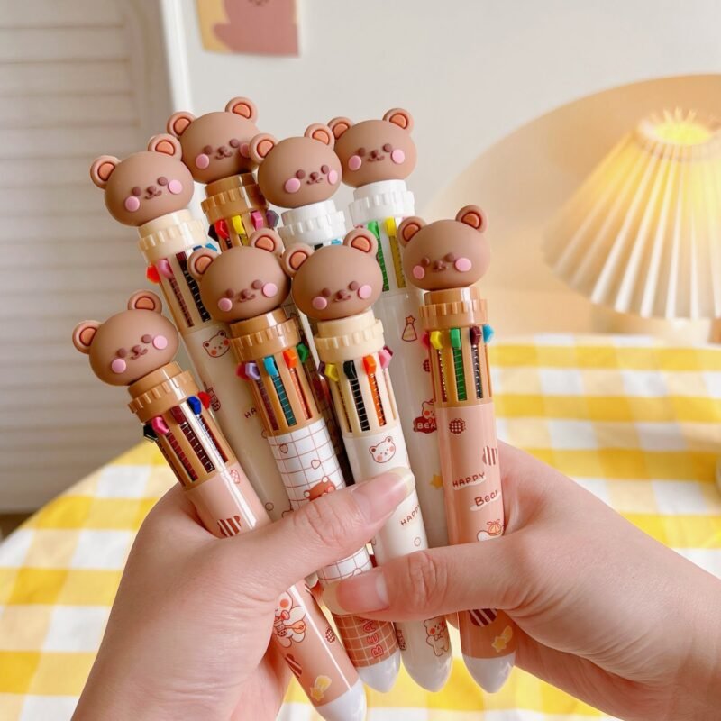 Kawaii 10-in-1 Multicolor Bear Ballpoint Pen