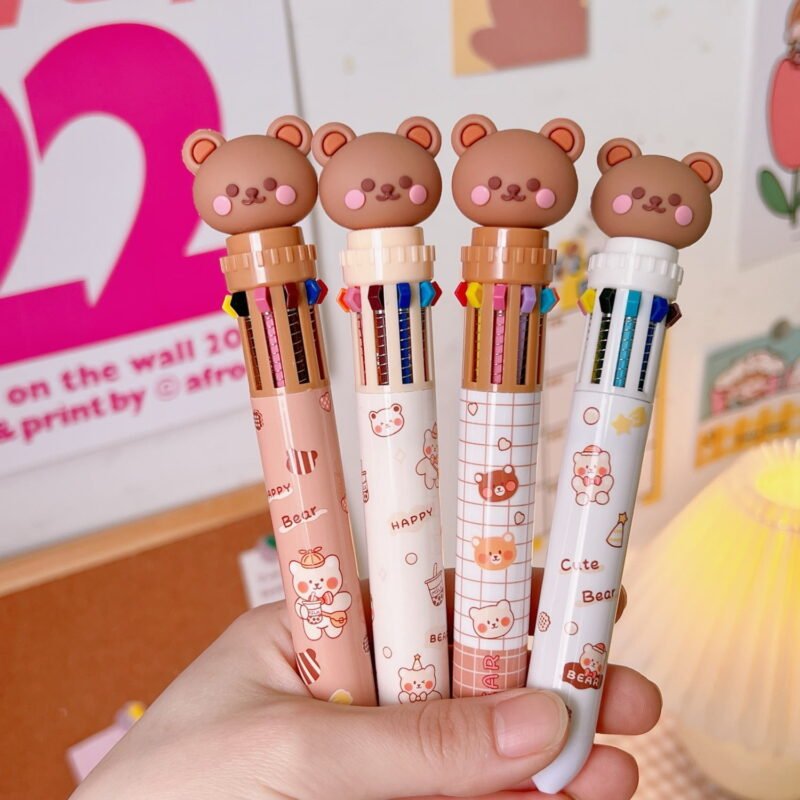 Kawaii 10-in-1 Multicolor Bear Ballpoint Pen