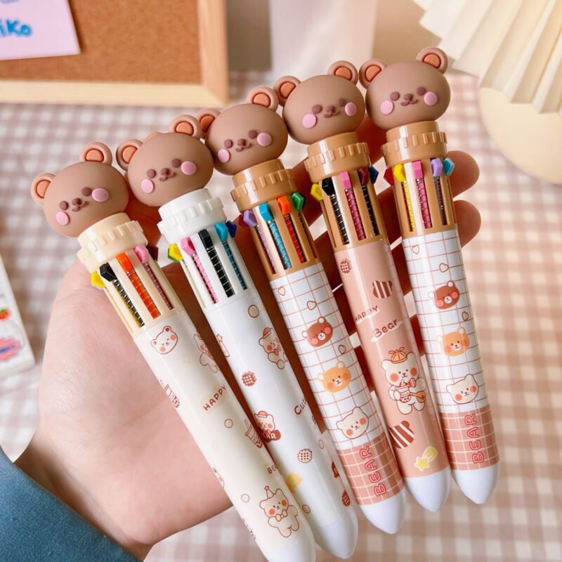 Kawaii 10-in-1 Multicolor Bear Ballpoint Pen