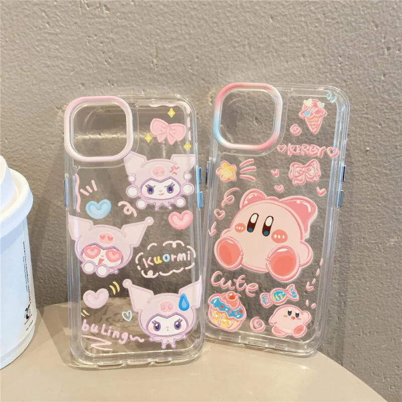Kawaii Kuromi & Kirby Transparent iPhone Case