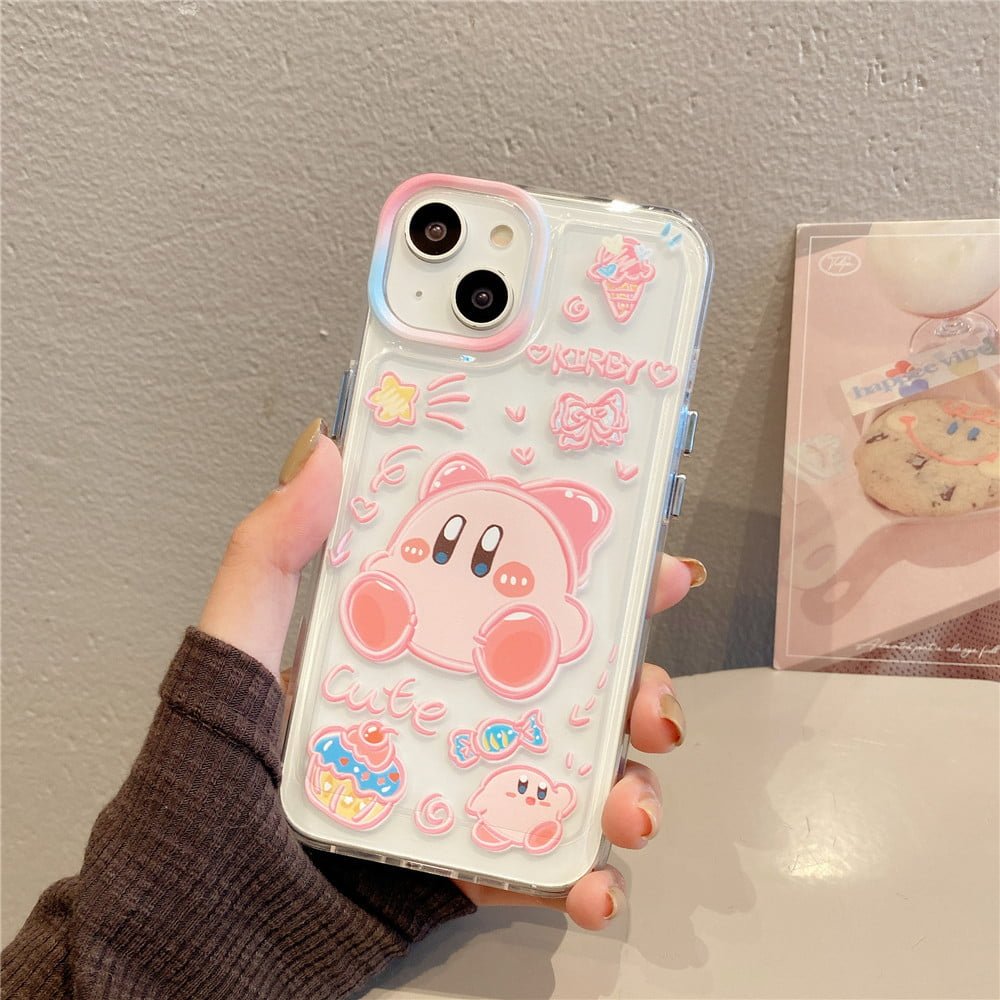 Kawaii Kuromi & Kirby Transparent iPhone Case - LoliFairies Kawaii Shop