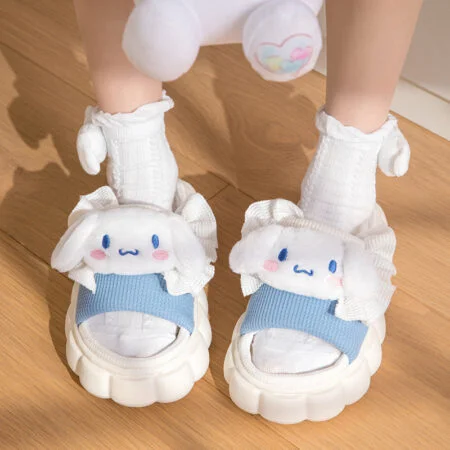 Kawaii Sanrio Cinnamoroll /  Hello Kitty / Kuromi Summer Linen Slippers