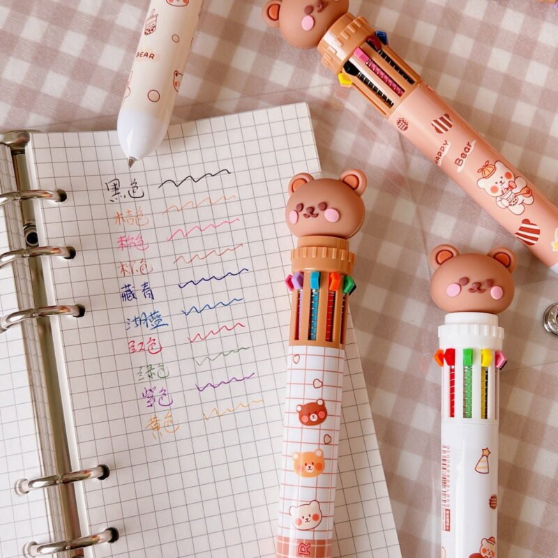 Kawaii 10-in-1 Multicolor Bear Ballpoint Pen