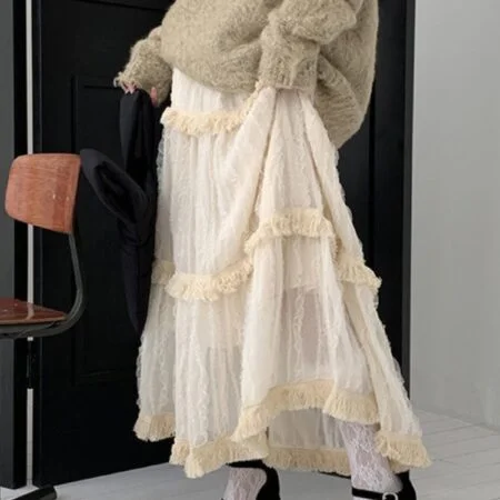 Princess White Tiered Lace Maxi Skirt
