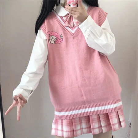 Kawaii Sanrio JK Uniform Oversize Knitted Sweater Vest