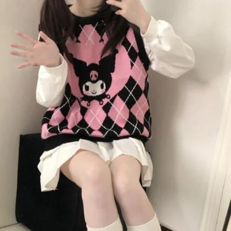 Kawaii Sanrio Kuromi Vest Sweater