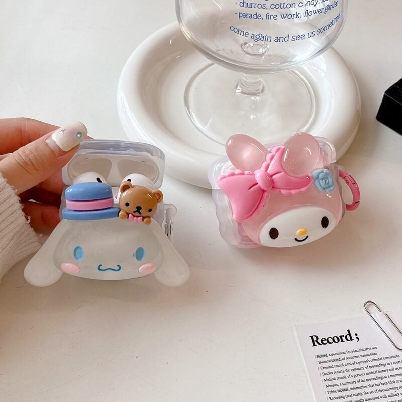 3D Sanrio Cinnamoroll Transparent AirPods Case - Image 2