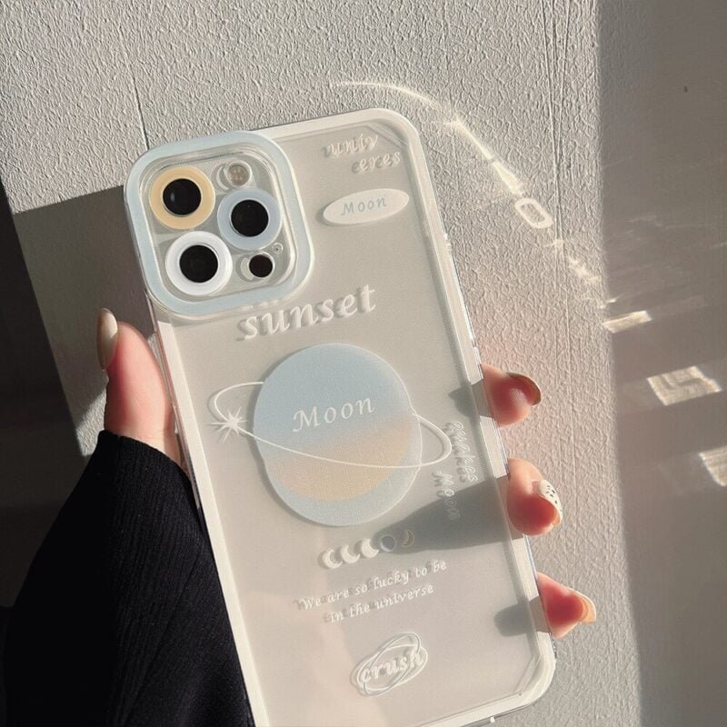 Moon & Sunset Planet Transparent iPhone Case - Image 11