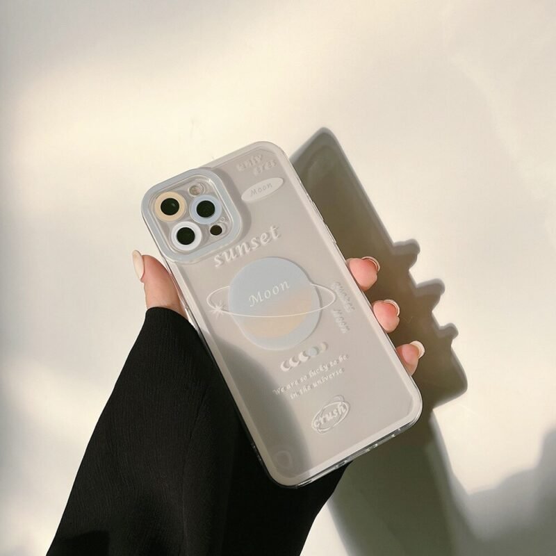 Moon & Sunset Planet Transparent iPhone Case - Image 4