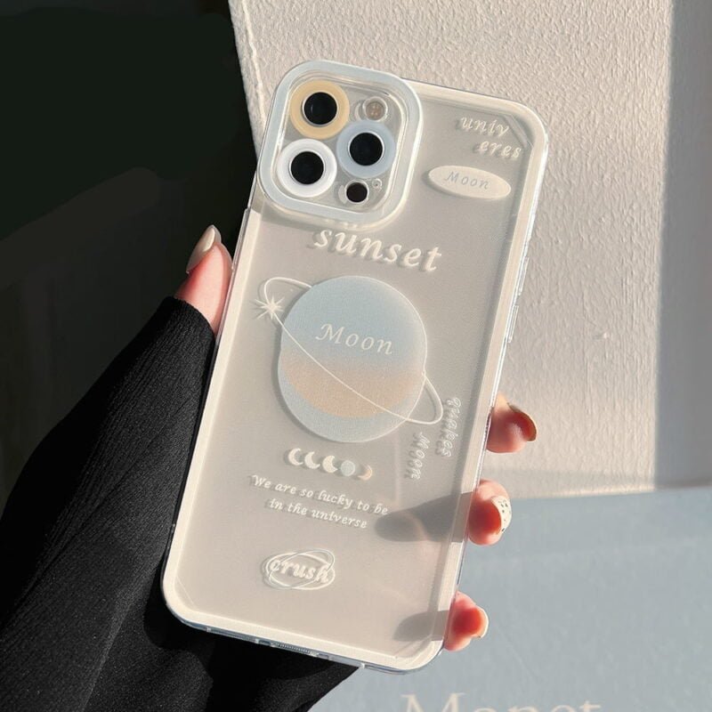 Moon & Sunset Planet Transparent iPhone Case