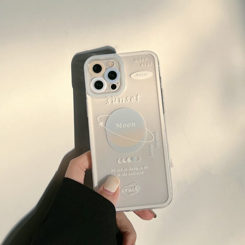 Moon & Sunset Planet Transparent iPhone Case - Image 9