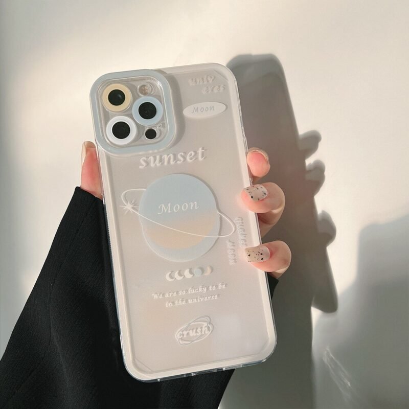 Moon & Sunset Planet Transparent iPhone Case - Image 8