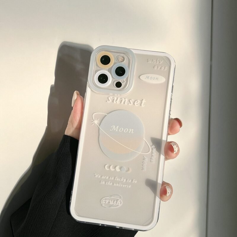 Moon & Sunset Planet Transparent iPhone Case - Image 13