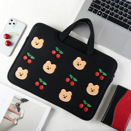 Kawaii Cherry Bear Laptop Case & Bag Set