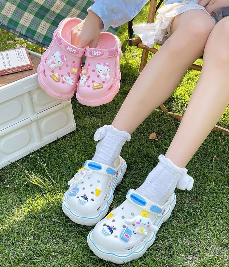 Cute Hello Kitty Kuromi Cinnamoroll Crocs Summer Kawaii Fashion